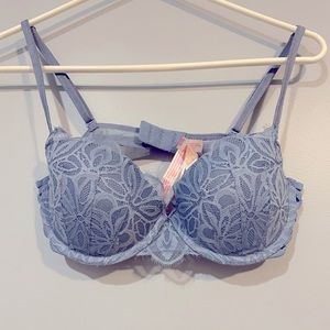 PINK blue lace and shimmery push-up bra 34C